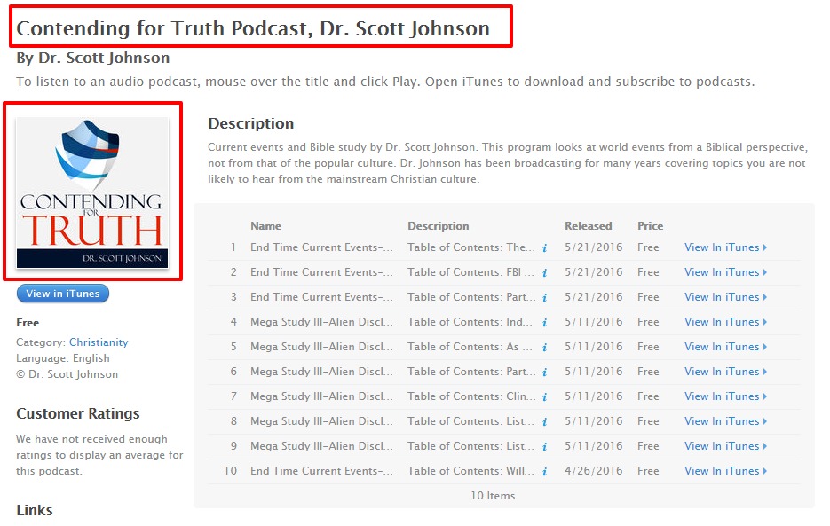 Contending for Truth Podcast Dr. Scott Johnson by Dr. Scott Johnson on iTunes